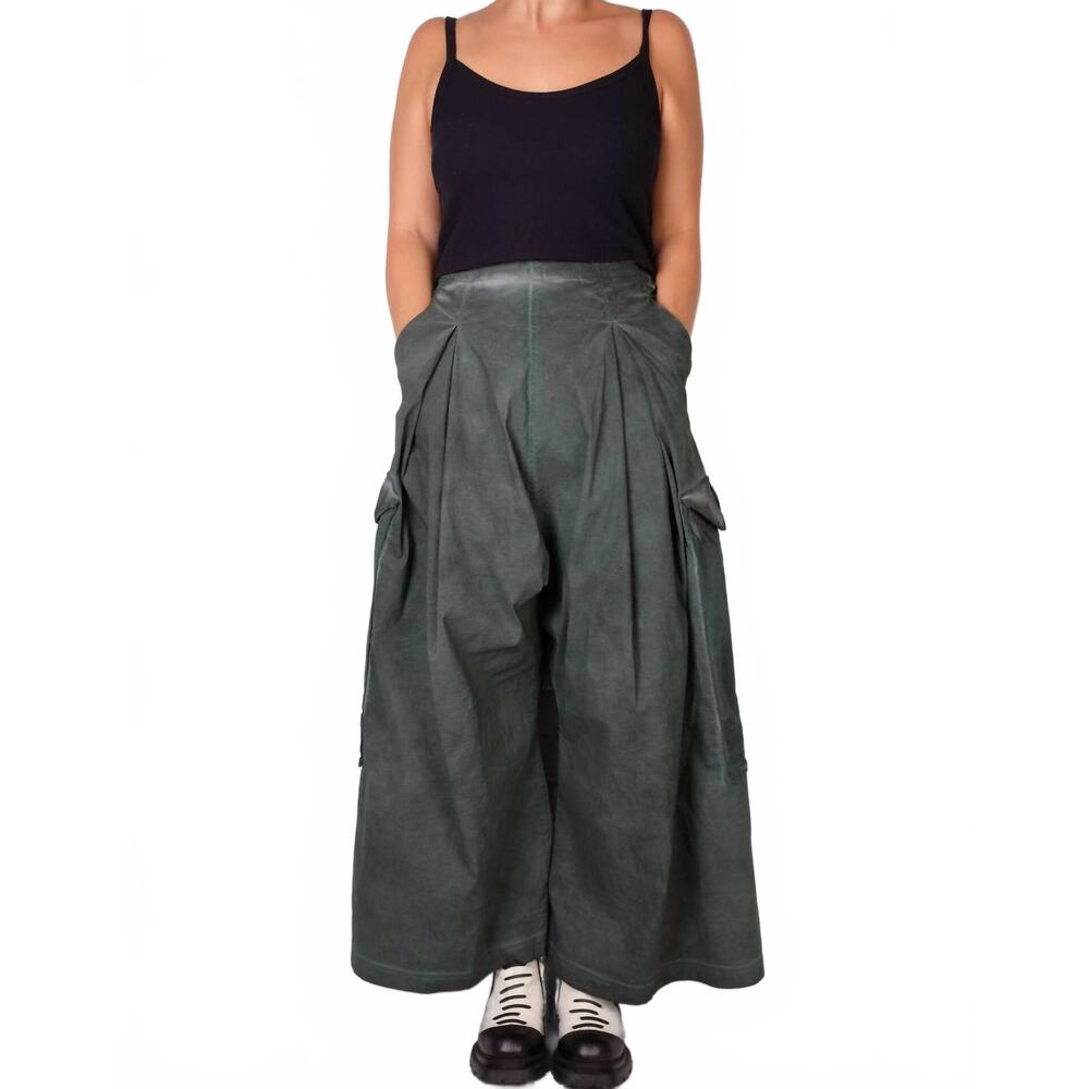 NEW RUNDHOLZ BLACK LABEL dip wide leg trousers in pine cloud